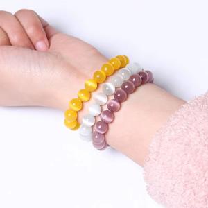 Natural Olho de Gato Cristal Pulseira Frisada Unisex Ágata Bohemia Estudante Namorada Presente Moda Todo o jogo Vermelho Branco Azul Verde - Product Image 3