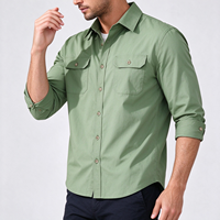 Chemise-veste légère pour homme, manches longues, style utilitaire, avec poches poitrine, séchage rapide, infroissable, décontractée