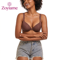 Soutien-gorge push-up sexy Zoyiame grande taille avec armatures, sans coutures, à bord souple, fermeture à quatre agrafes pour poitrine généreuse et décolleté