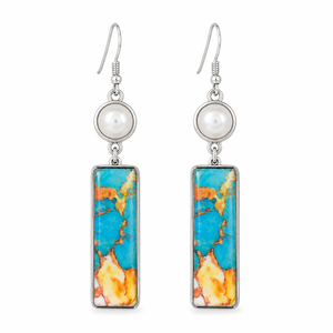 Orecchini Vintage Quadrati Colorati Stile Retrò Orecchini Pendenti Geometrici Multicolore Gioielli alla Moda per Donne Regalo per Feste - Product Image 1
