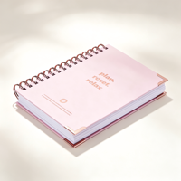 Carnets de luxe A4 personnalisés en cuir rigide avec impression, reliure spirale, 100 feuilles, protection d'angle, édition 2026