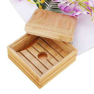Caja de jabón de madera y bambú, caja de almacenamiento de jabón de bambú natural con tapa, caja de jabón hecha a mano, caja de jabón cuadrada de madera - Product Image 1