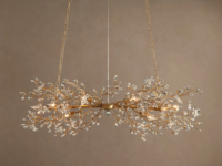 Lustre linéaire de luxe en cristal, suspension artisanale en forme de branche, lampe suspendue en acier, style américain, pour hôtel, maison, villa, hall, personnalisable