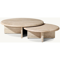 Table basse ronde italienne en travertin Table basse ronde en travertin pierre naturelle