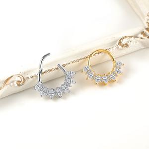 Zesenlin Tùy Chỉnh 16G Daith Bản Lề Nhẫn Helix <span class=keywords><strong>Piercing</strong></span> Hoop Bông Tai Rook tragus Đầy Đủ Thép Không Gỉ Spike Vách ngăn Clicker - Product Image 3