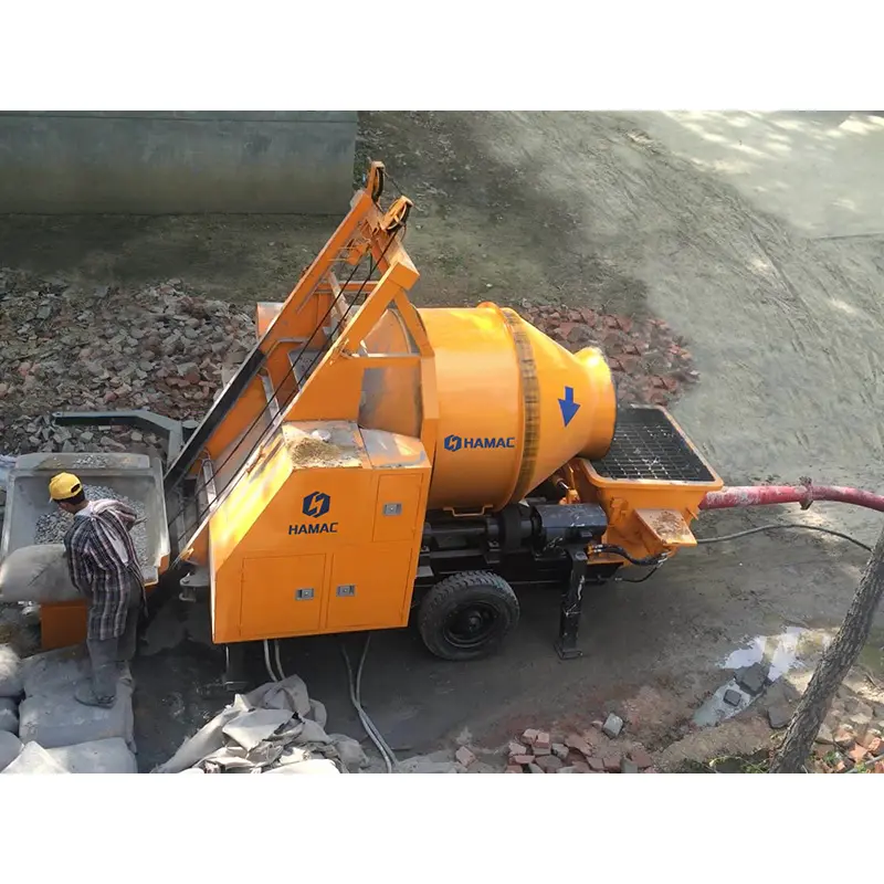 HAMAC Mini Portable Trailer Concrete cement mixer with pump DHTB15 concrete mixers pumps machines