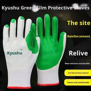 Guantes de Trabajo de Protección de Diez Dedos Kyushu Computer, de Hilo de Algodón Recubierto de Goma, Anticorte, Antideslizantes, Resistentes al Desgaste, para Parques Industriales - Product Image 2