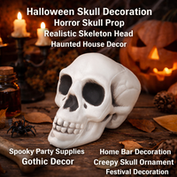 Crâne d'Halloween Réaliste en PVC, Tête de Squelette, Décoration Horreur pour Maison Hantée, Fête Gothique, Festival, Décoration Intérieure Réutilisable