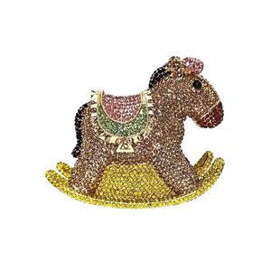 Bolso de mano de noche con diseño de caballo balancín y pedrería para mujer, elegante y deslumbrante, ideal para fiestas y salidas nocturnas. - Product Image 1