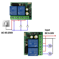 Interrupteur de télécommande sans fil RF 433 MHz, relais 6-30 V / 85-250 V, 10 A, module récepteur 2 canaux pour garage/portail