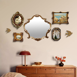 Antique Gold Handmade Art Deco <strong>Plastic</strong> Framed Decorative <strong>Mirrors</strong> for Bathroom - Product Image 3