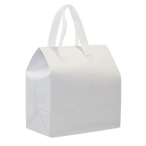 Sac isotherme blanc en non-tissé imperméable avec poignée pour vente en gros, idéal pour desserts, boissons, restaurants et plats à emporter - Product Image 5
