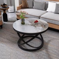 Table basse moderne portable en métal avec plateau en marbre, légère, luxueuse, durable, écologique, mobile, pour salon et chambre à coucher