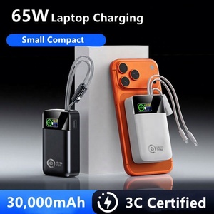 Banco de Energía para Portátil de 65W con Tecnología GaN, Carga Rápida, 30000mAh, Cables Dobles Integrados, Mini, Seguro para Viajes Aéreos, con Logotipo Personalizado, Venta al Por Mayor de Fábrica - Product Image 4