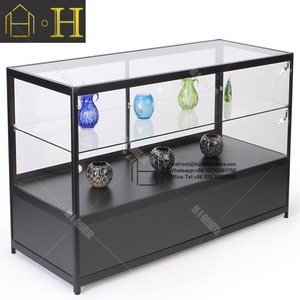 Vitrina de Vidrio Templado con Visión Completa y Pantalla LED, 2 Puertas con Cerradura, Exhibidor de Vidrio Transparente - Product Image 5