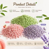 Litière pour chat en tofu biodégradable en fibres végétales de soja, soluble dans l'eau, prix d'usine, vente en gros