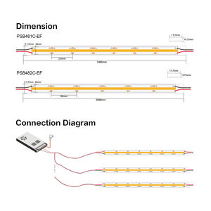 IP68 Waterproof LED Strip PSB481C-EF DC12V 480LEDs 10W/M Ra≥90 >100LM/W 2700K-6500K Flexible <b>Decorative</b> Lighting <b>Tape</b> - Product Image 5
