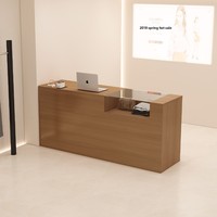 Bureau d'accueil contemporain en bois lumière LED petit comptoir frontal pour magasin de vêtements pour femmes salon de coiffure hôtels hôpitaux