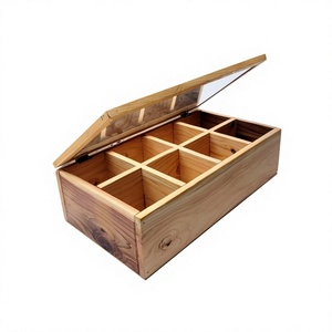 Multi-Compartment Handmade Durable Foldable Wooden Tea <b>Chest</b> Organizer with Clear Viewing Window for Kitchen Rustic Tea Box - Product Image 6