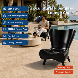 Sillón Escultural de Fibra de Vidrio, Sillón de Descanso, Sillón de Espera Comercial Negro, Asientos para Sala de Espera de Hotel - Product Image 2