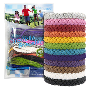 Bracelet Répulsif Naturel à la Citronnelle <span class=keywords><strong>Anti</strong></span>-Moustiques 240H Sans DEET, Bracelet Tressé <span class=keywords><strong>Anti</strong></span>-Moustiques pour le Camping et la Randonnée, Lot de 10 - Product Image 2