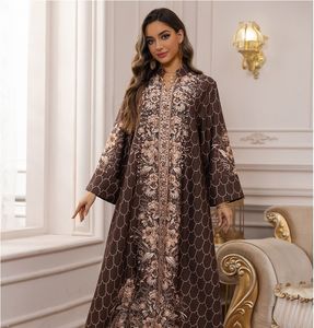 عباية دبي فاخرة من البوليستر بتصميم A-243، فستان إسلامي مزين بلآلئ فاخرة وطباعة رقمية، مقاس كبير بأكمام طويلة للنساء العربيات - Product Image 5