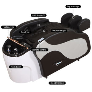 Cama de Masaje Eléctrica Profesional Moderna para Spa Capilar, Estación de Lavado de Cabello Hidráulica de Cuero PU con Lavabo para Salón de Belleza - Product Image 1