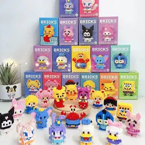 Sanriio Melody pokemen pikachus บล็อกอาคารพร้อมกล่องสีชุดบล็อกอาคารตัวการ์ตูนสัตว์น่ารัก