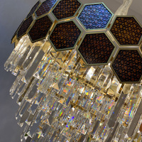 Lustre en cristal de fer de luxe Zhongyi, luminaire suspendu LED, finition or bronze, garantie de 2 ans, design moderne, hôtel, hall, restaurant
