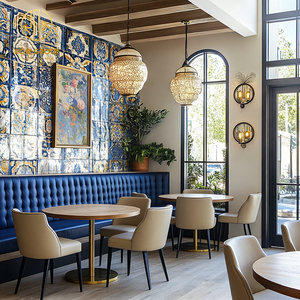 Table carrée de luxe <span class=keywords><strong>l</strong></span>égère en pierre frittée avec bordure dorée et banquette en cuir pour restaurant et café - Product Image 5