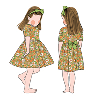 Robe d'été pour filles Little Glow Kids, imprimé floral, nœud mignon, manches courtes, en fibre de protéines de lait, pour enfants