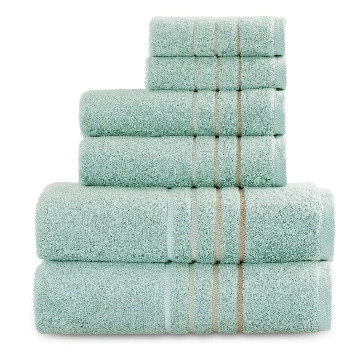 Bamboo Fiber Cotton Bath Towel 6 Piece Set for Bathroom, Hotel, Spa