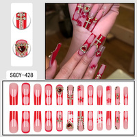 Luxe Célèbre Designer 3d Ongles Emballage Personnalisé Acceptable Acrylique Peinture À La Main Presse sur Ongles Faux Ongles En Gros