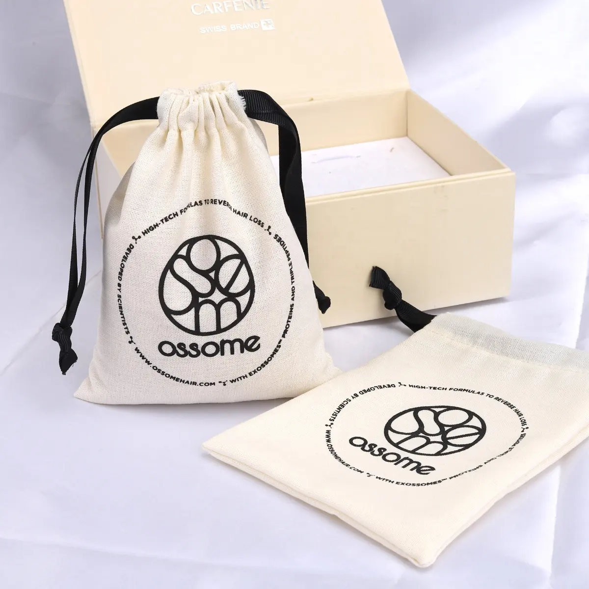 Custom Small Cotton Linen Drawstring Cosmetic Skincare Makeup Storage Bag Organic Muslin Dust Gift Pouch