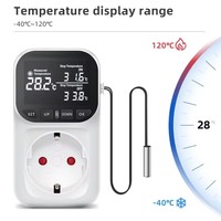Thermostat de prise de contrôleur de température numérique prise ue 220V avec interrupteur de minuterie chauffage refroidissement pour réfrigérateur