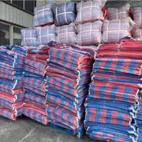 Sacs tissés en PP rayés rouge et bleu, 50 kg, 100 kg, robustes, en polypropylène, pour l'emballage de maïs, céréales, riz, farine et engrais - Vente en gros