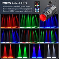 Mini 10W RGBW LED Spot Lights Pinspot Light avec projecteur à distance Éclairage à effet de scène pour DJ Disco Party Bar Club Show Wedding