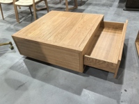 Table basse moderne en bois massif chêne rouge - Table centrale design avec deux tiroirs à ouverture par pression, écologique et durable pour une vie de luxe