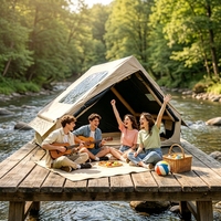 Tente pneumatique pour 3-4 personnes, voyage en plein air, tissu Oxford imperméable, tente pneumatique portable, installation rapide, tente de camping familiale, gonflable