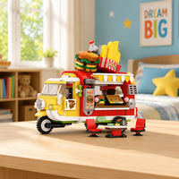 Ensemble de blocs de construction pour enfants DIY Street View Dessert & Sushi & Café & Burger Truck, ensemble d'assemblage de micro-particules, décoration de la maison, cadeau