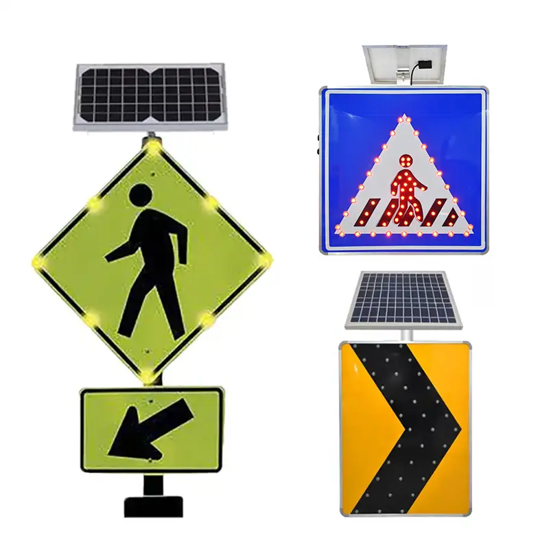 Signalisation de sécurité personnalisée en aluminium à LED Panneau de ralentissement Panneau solaire de passage pour piétons,