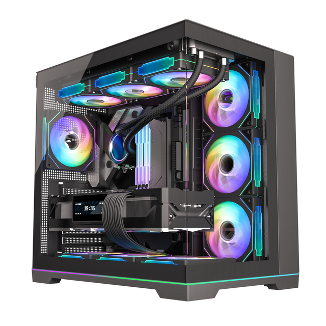 RGB STRIP Back-connect Steel Mid Tower Computer Gaming Pc Case Wide Cube ATX Gamer Chassis Support 360mm Liquid Cooler