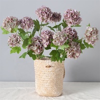 Centerpiece Bunga Pernikahan Buatan 3 Kepala Bunga Hydrangea Putih Hijau Lateks Real Touch untuk Dekorasi Rumah