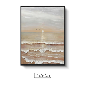 Pintura Abstracta de Lujo en Seda, Arte de Pared para Decoración del Hogar, Tela de Seda Hecha a Mano, Diseño de Olas del Océano, Fabricante Vietnamita, Modelo ODM TT5-5 - Product Image 1