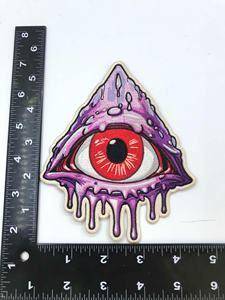 <span class=keywords><strong>Lumineux</strong></span> Personnalisé Petit Logo De Broderie Brodé <span class=keywords><strong>Insigne</strong></span> Patch Blanc Lueur dans le Noir Patchs GITD Patch Violet Grand Oeil - Product Image 6