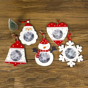 Wooden Santa Snowman Bell Snowflake Heart Hanging Photo Frame Christmas <b>Tree</b> <b>Ornaments</b> - Product Image 1