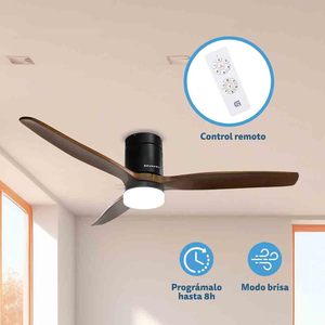 Skylight 52 Inch <b>Ceiling</b> Fan With Led <b>Light</b> Dark Wood Blades <b>Remote</b> <b>Control</b> 6 Speed Settings - Product Image 2