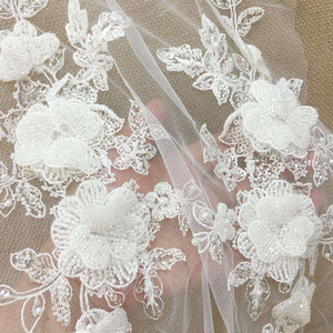 Aplique de Tela de Encaje con Flores 3D y Pedrería de <span class=keywords><strong>Alta</strong></span> <span class=keywords><strong>Costura</strong></span> para Tocado de Novia, Capa, Velo, Motivo de Flor para el Cabello - Product Image 6