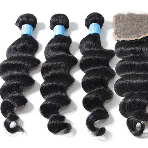 Cheap Good Quality Loose Wave Virgin Brazilian 100 Hair Weave Bundles With Closure Online