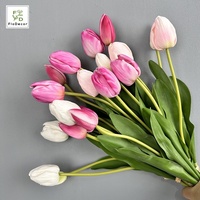 Bunga Tulip Parrot Putih Artificial PU 50CM 5 Tangkai Sentuhan Realistis untuk Dekorasi Pernikahan, Rumah, dan Pesta